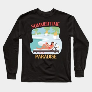 Hello summer Beach summertime Adventure travel lover palm tree sun Long Sleeve T-Shirt